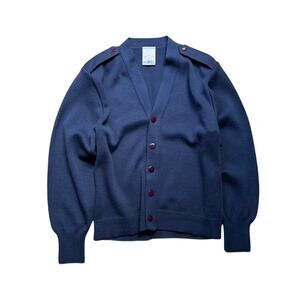 Military Equipment Buttoned Wool Blend Men's L Cardigan Blue